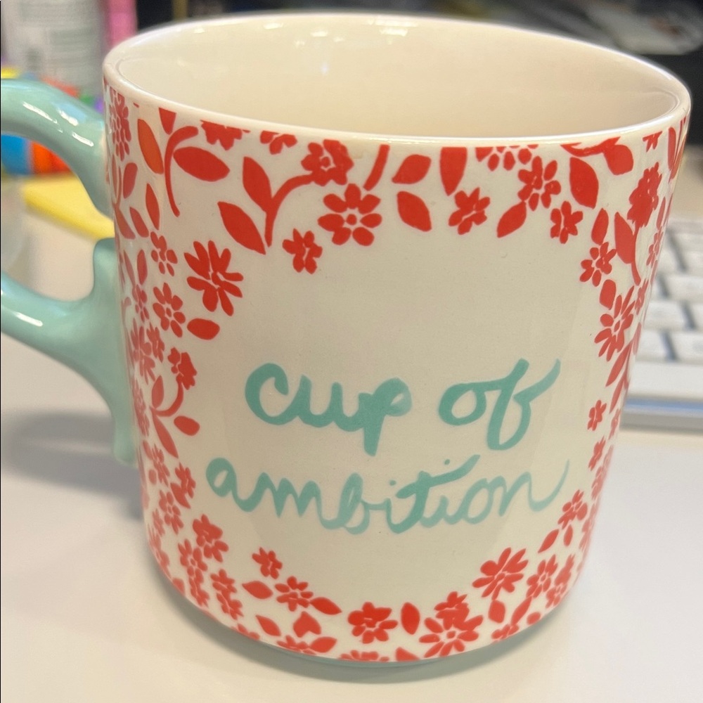 Charming Floral Mug with Mint Handle